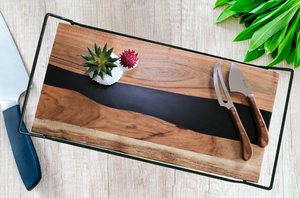 Epoxy Resin River Charcuterie Board In A Specially Designed Frame